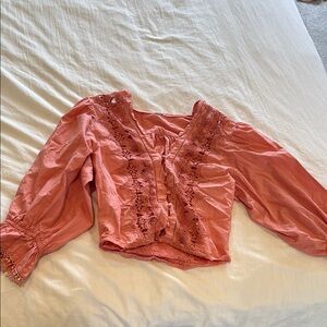 Free people lace trim blouse